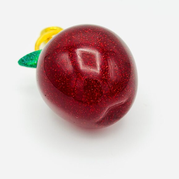 3703 APPLE KEYCHAIN BAG CHARM GLOSSY GLITTER EFFECT - Picture 3 of 5